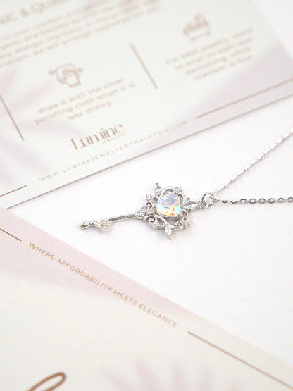 Sweetheart Key Necklace (Rainbow Zircon)