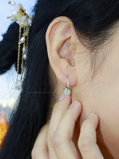 White Chalcedony Earring Hook (A Bit Greenish)