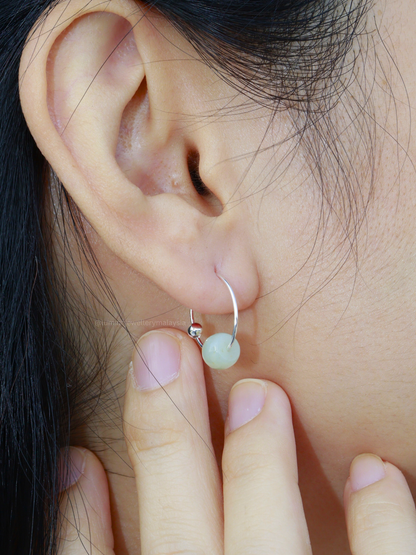 White Chalcedony Earring Hook (A Bit Greenish)