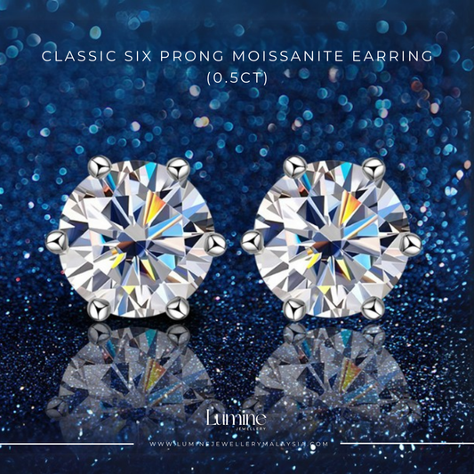 Classic Six Prong Moissanite Earring