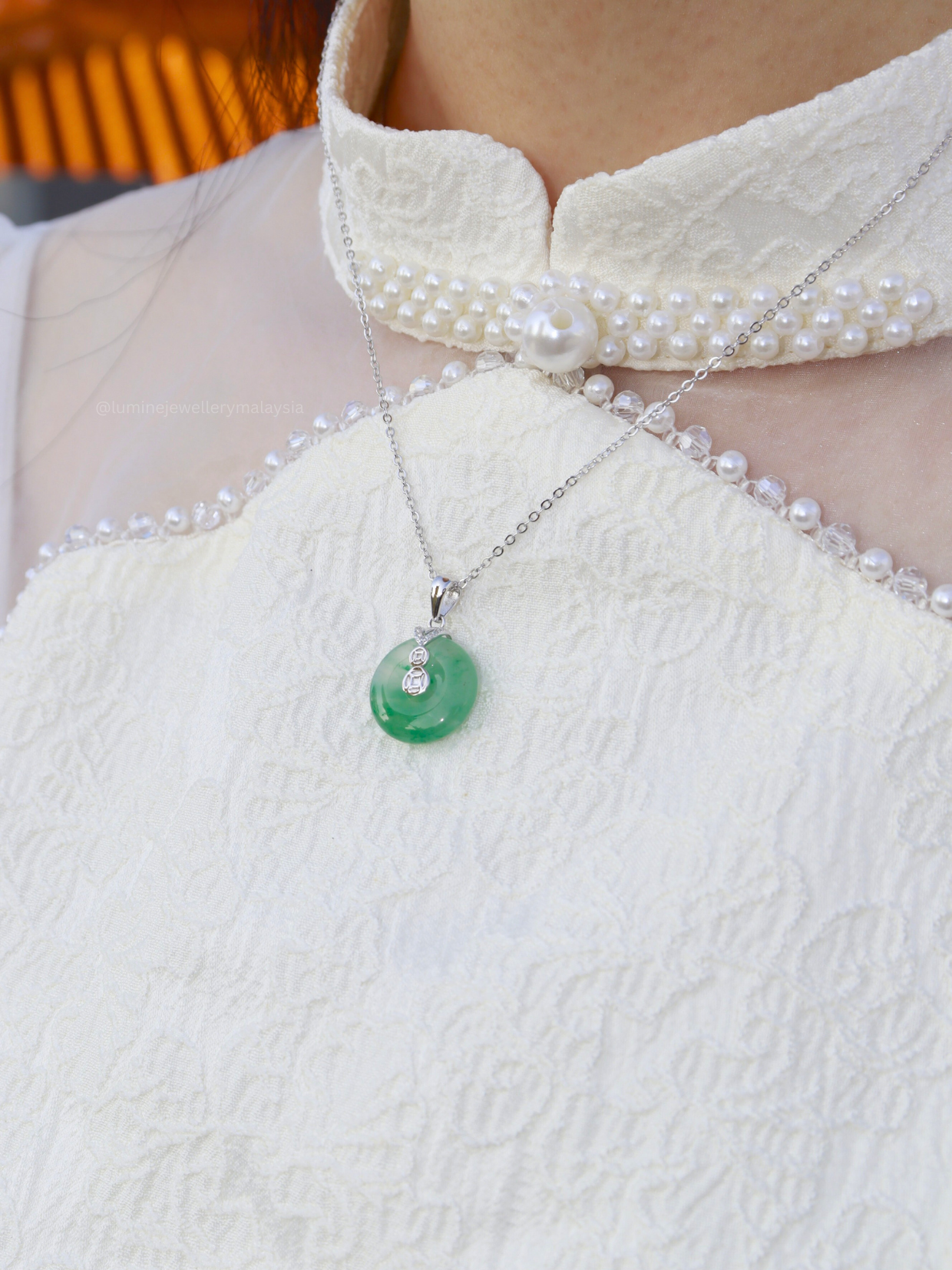 African Jade Prosperity Coin Necklace 非洲翠