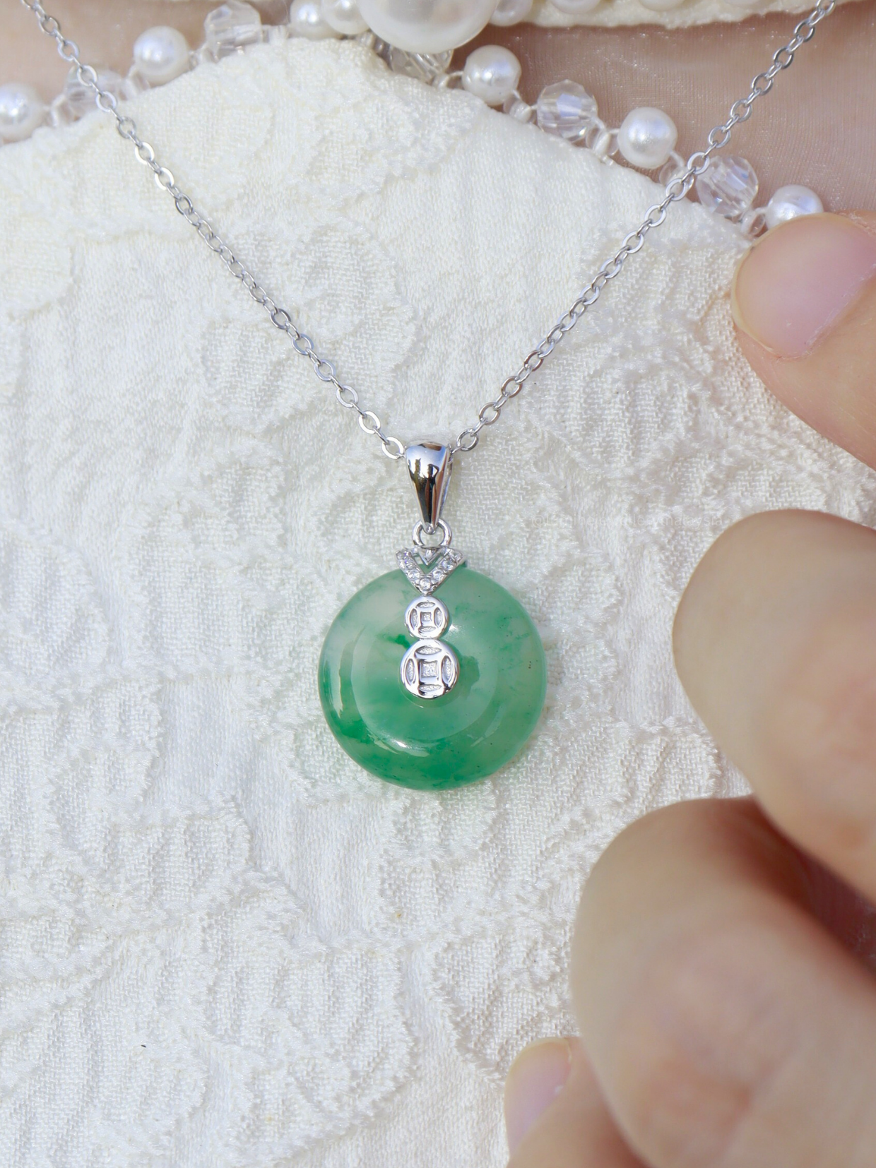 African Jade Prosperity Coin Necklace 非洲翠