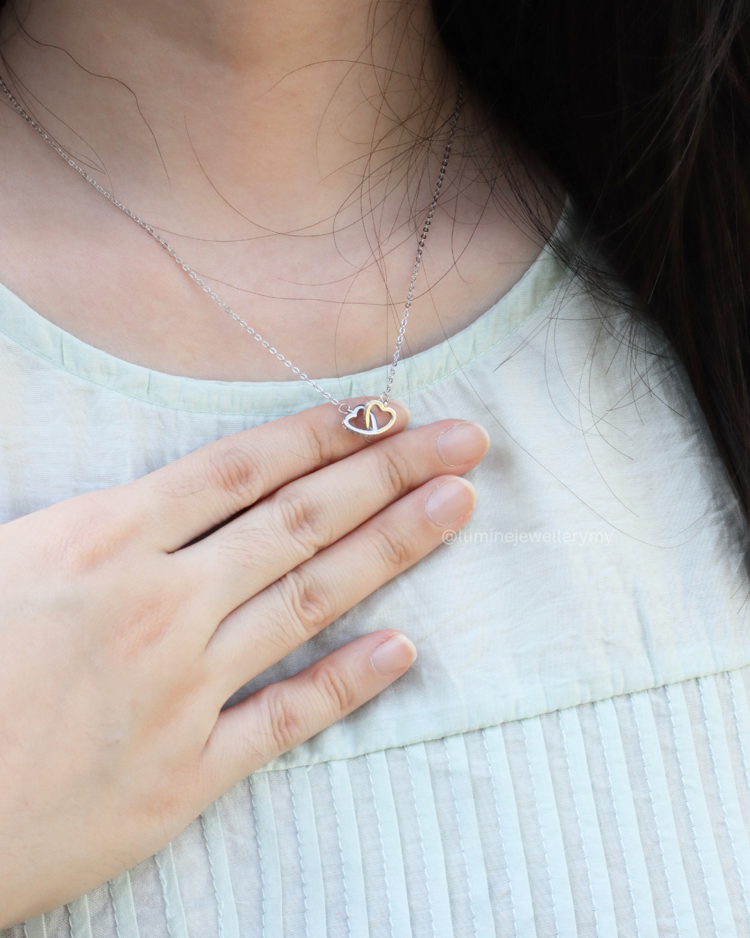 Dual Heart Loop Necklace