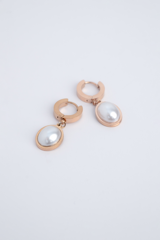 Rose Gold Half Pearl Earrings