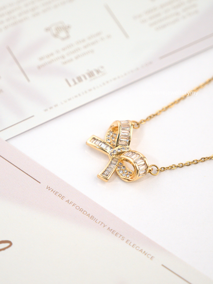 Big Zirconia Bowknot Necklace