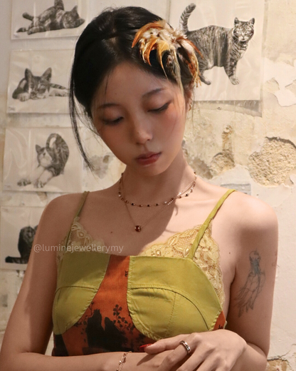 Trendy Handmade Silk Beaded Gold Necklace