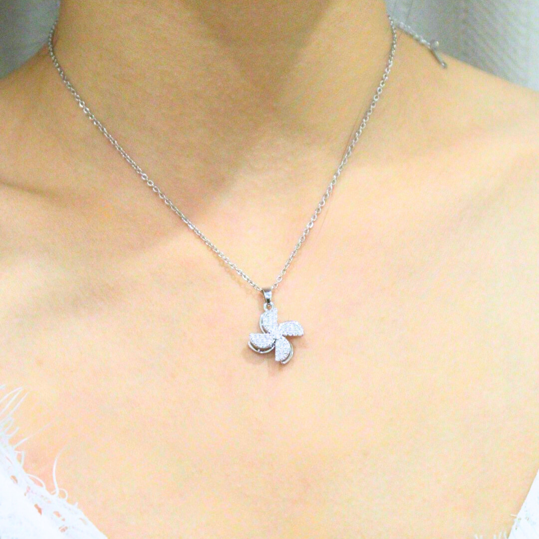 Silver Windmill Diamond Necklace