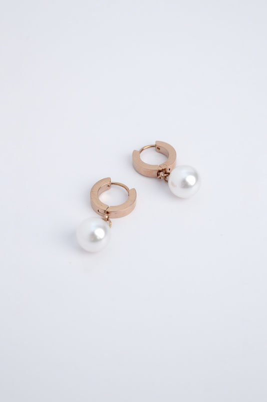 Rose Gold Large Pearl Earrings