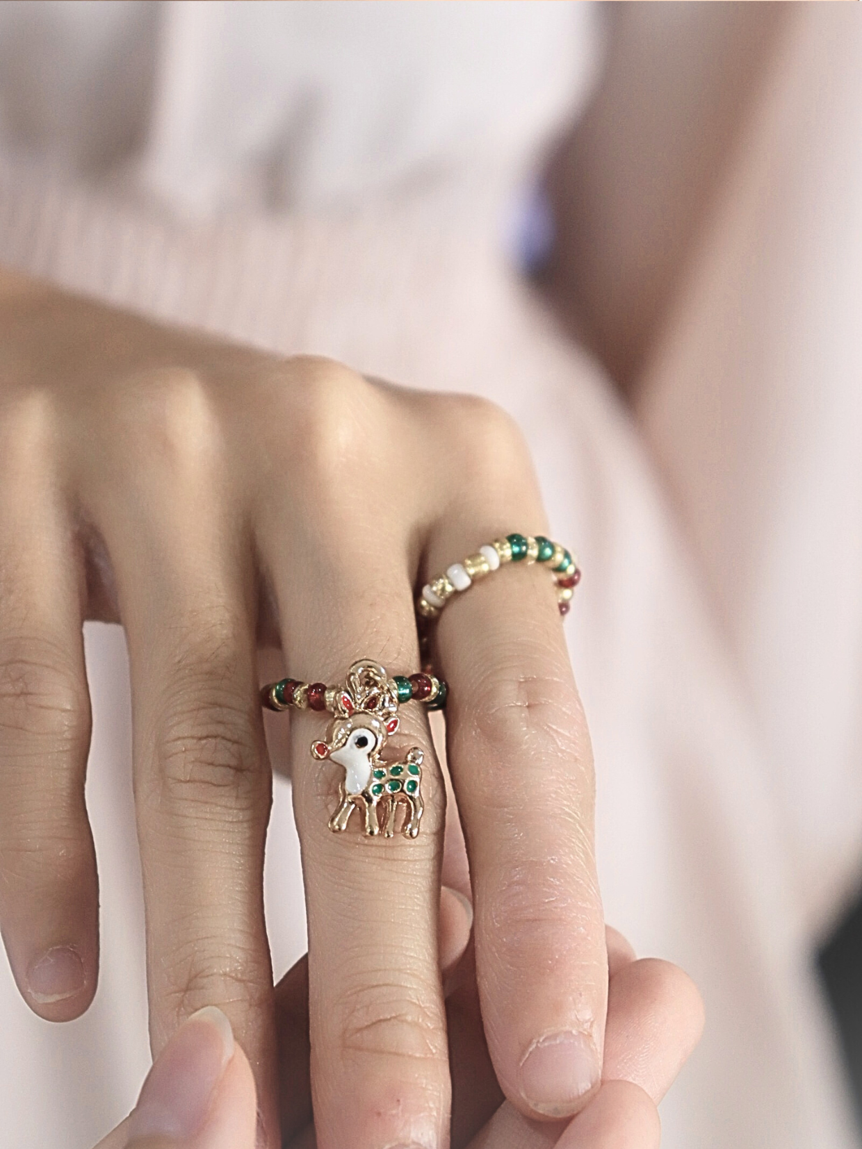 Christmas Joy Beaded Ring