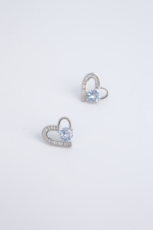 Half Heart Diamond Earrings