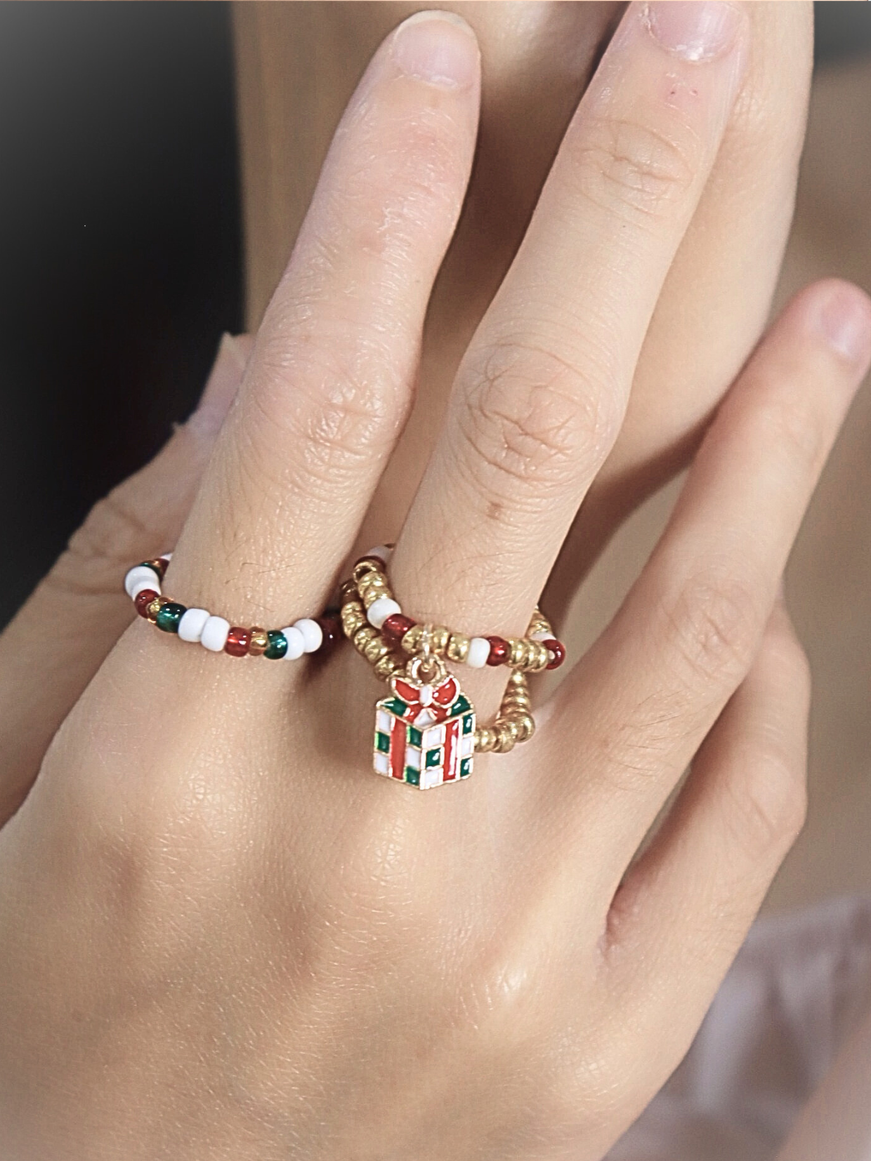 Christmas Joy Beaded Ring 2