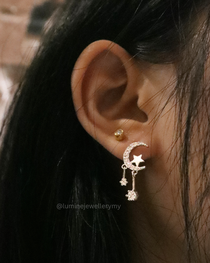 Crescent moon & Stars Studs
