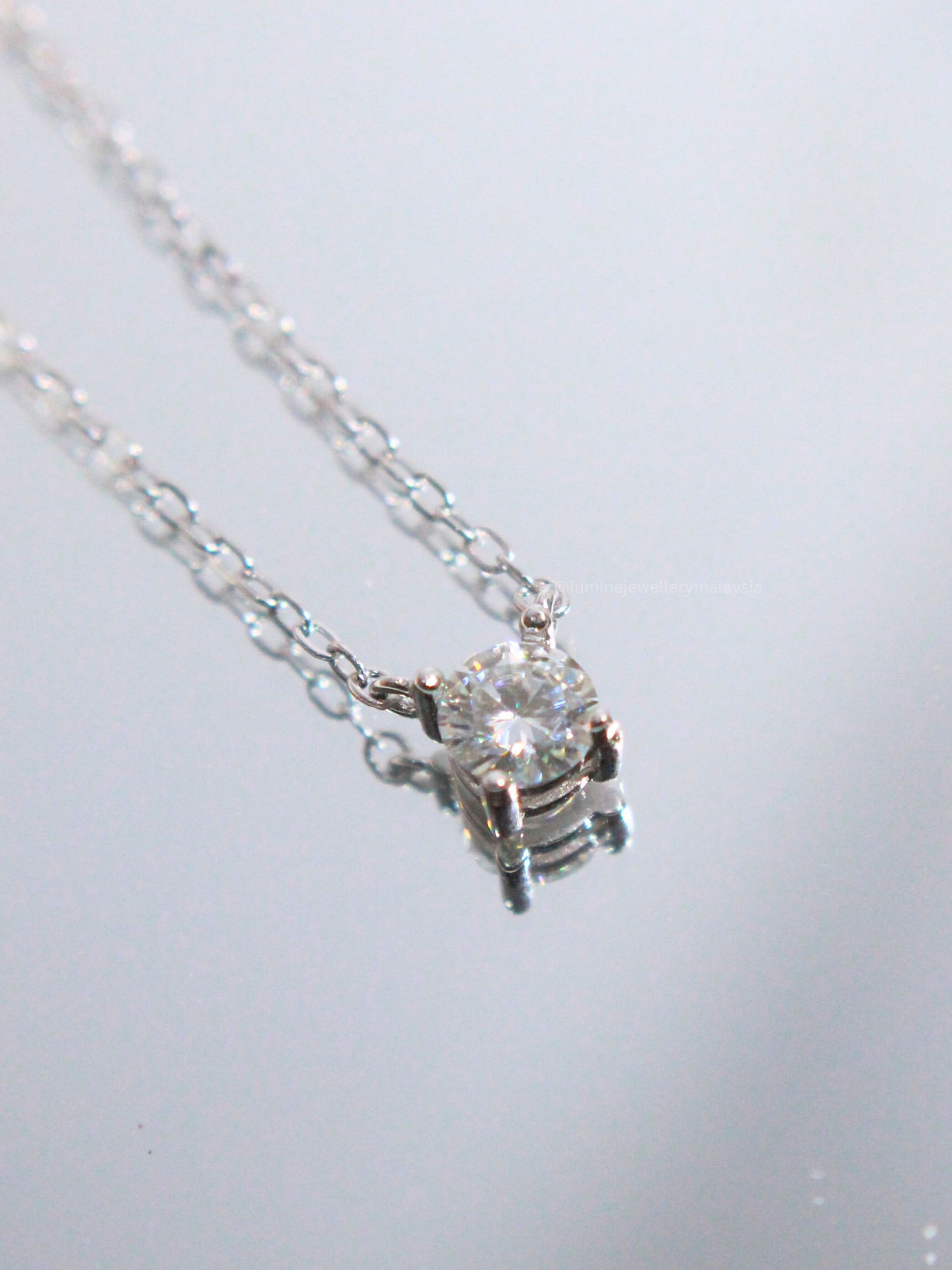 Classic Four Prong Moissanite Necklace with Cert (GRA Certified Moissanite | S925)