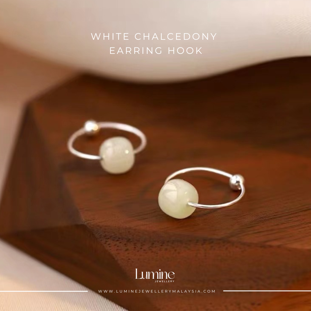 White Chalcedony Earring Hook