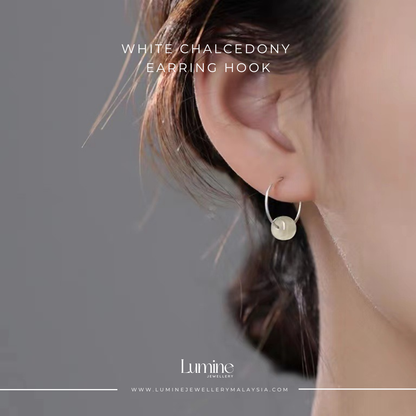 White Chalcedony Earring Hook