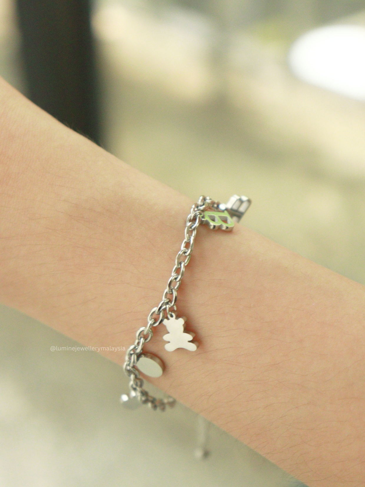 Silver Hip-Hop Bear Bracelet