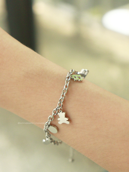 Silver Hip-Hop Bear Bracelet