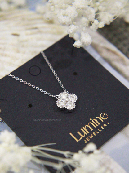 Elegant Clover Moissanite Necklace with Cert (GRA Certified Moissanite | S925)