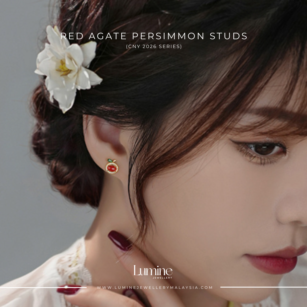 Red Agate Persimmon Studs 红玛瑙柿柿如意
