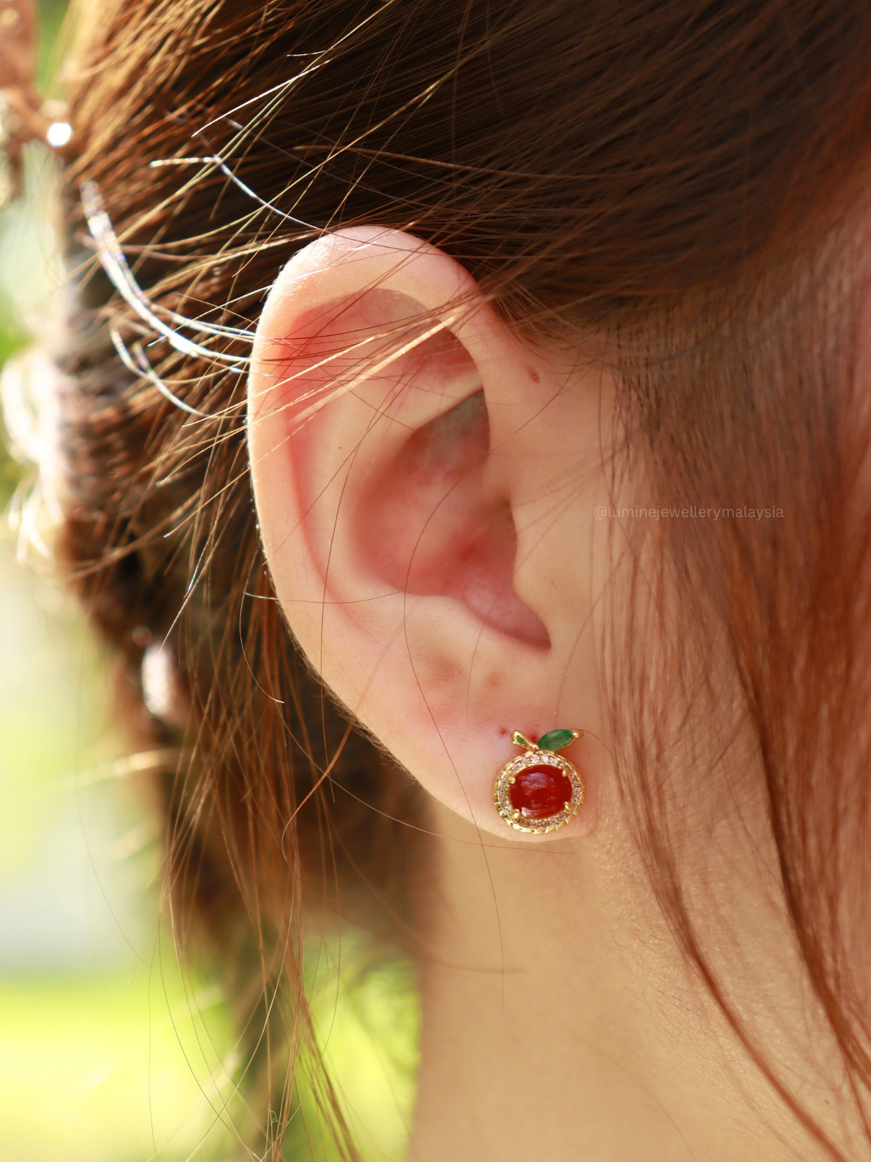 Red Agate Persimmon Studs 红玛瑙柿柿如意