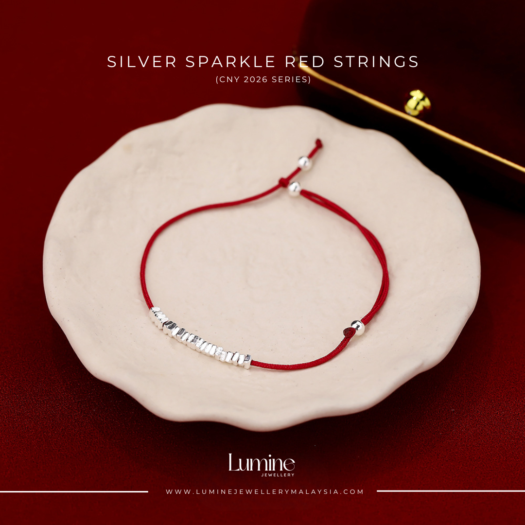 Silver Sparkle Red String Bracelet 岁岁平安