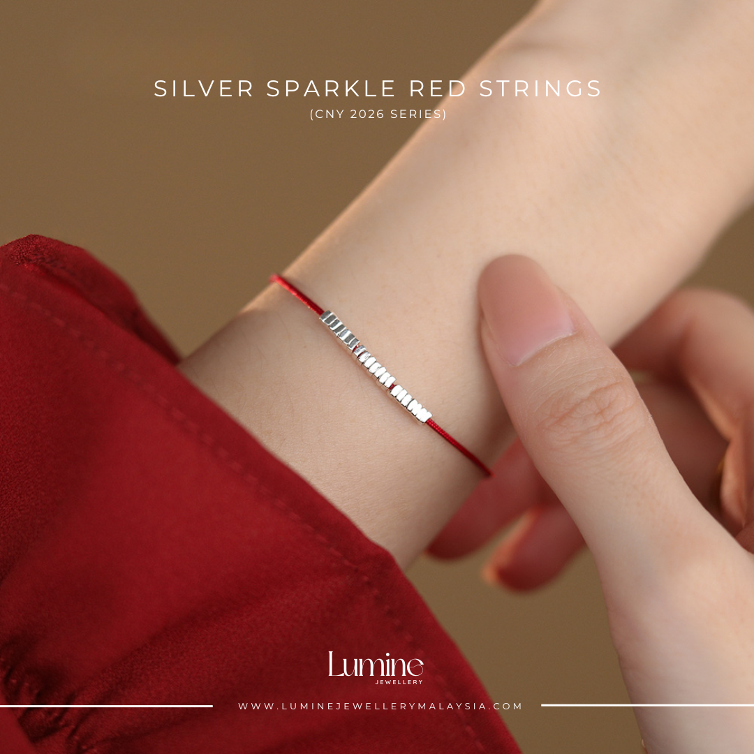 Silver Sparkle Red String Bracelet 岁岁平安