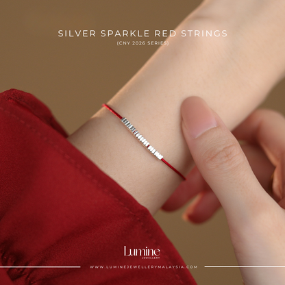 Silver Sparkle Red String Bracelet 岁岁平安