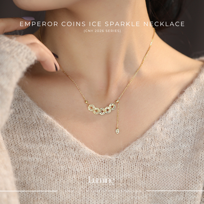 Emperor Coins Ice Sparkle Necklace 碎碎冰五帝钱项链