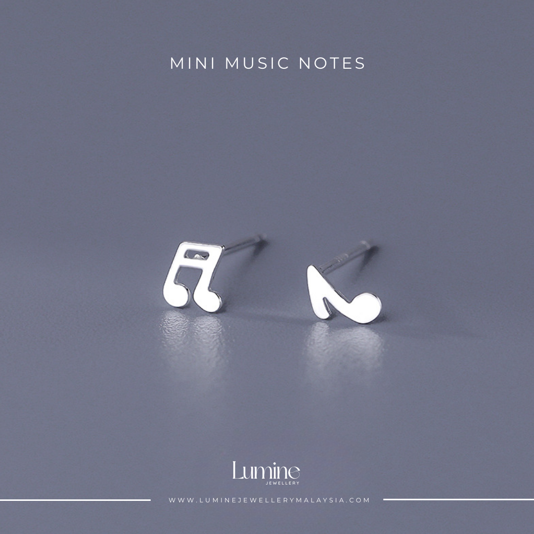 Mini Music Notes Studs – Lumine Jewellery Malaysia