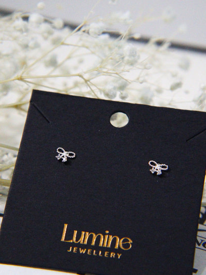 Tiny Zirconia Bowknot Studs
