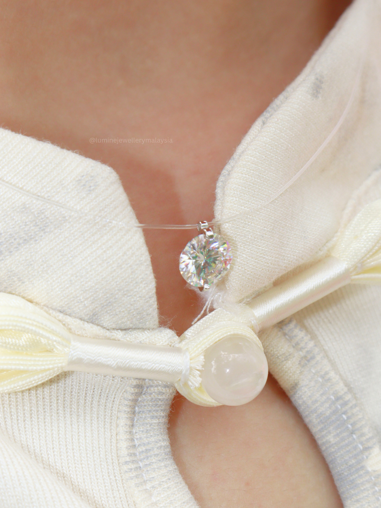 Mermaid's Tear Moissanite Necklace with Cert ( Celebrity-Inspired Necklace | GRA Certified Moissanite )