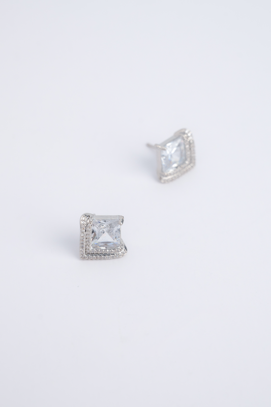 Triangle Blue Diamond Earrings