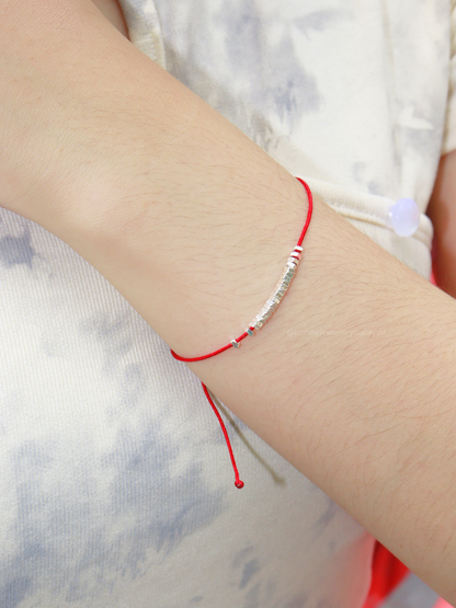 Silver Sparkle Red String Bracelet 岁岁平安