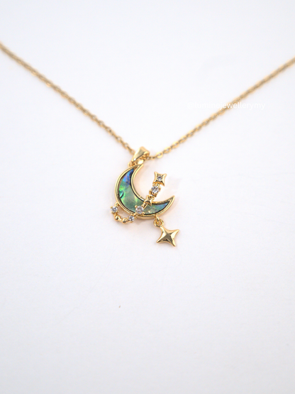 Gold Shell Lustre Crescent Necklace
