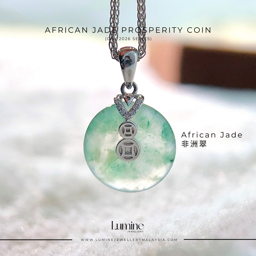 African Jade Prosperity Coin Necklace 非洲翠