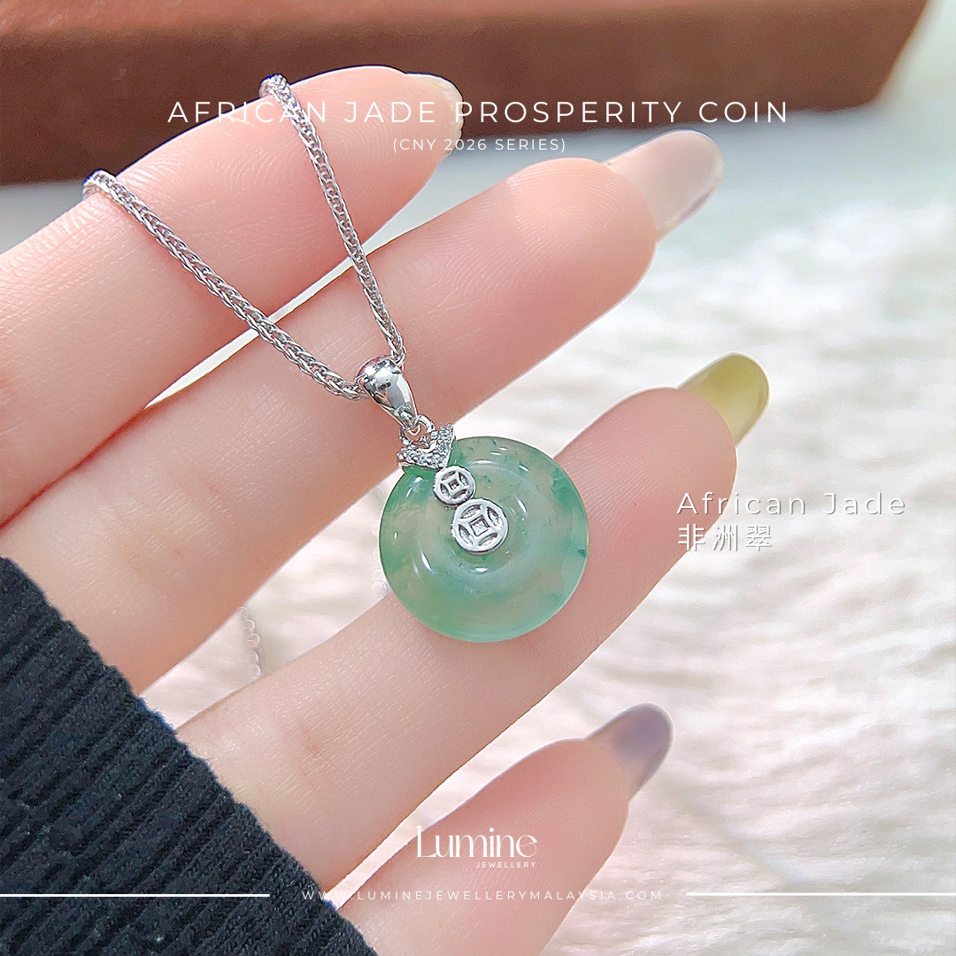 African Jade Prosperity Coin Necklace 非洲翠