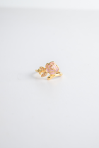 3D Pink Rose Open Ring