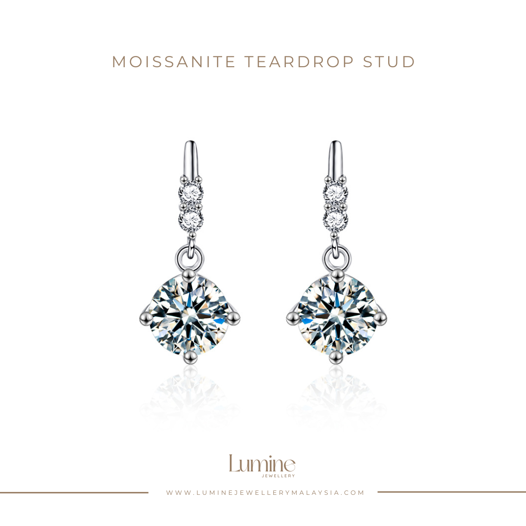 Moissanite Teardrop Stud