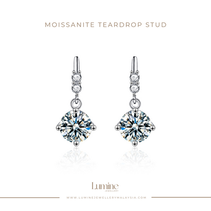 Moissanite Teardrop Stud
