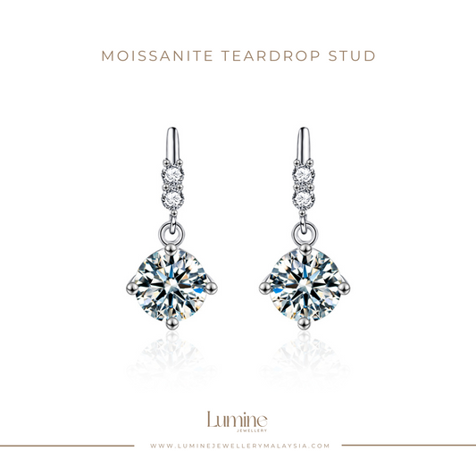 Moissanite Teardrop Stud