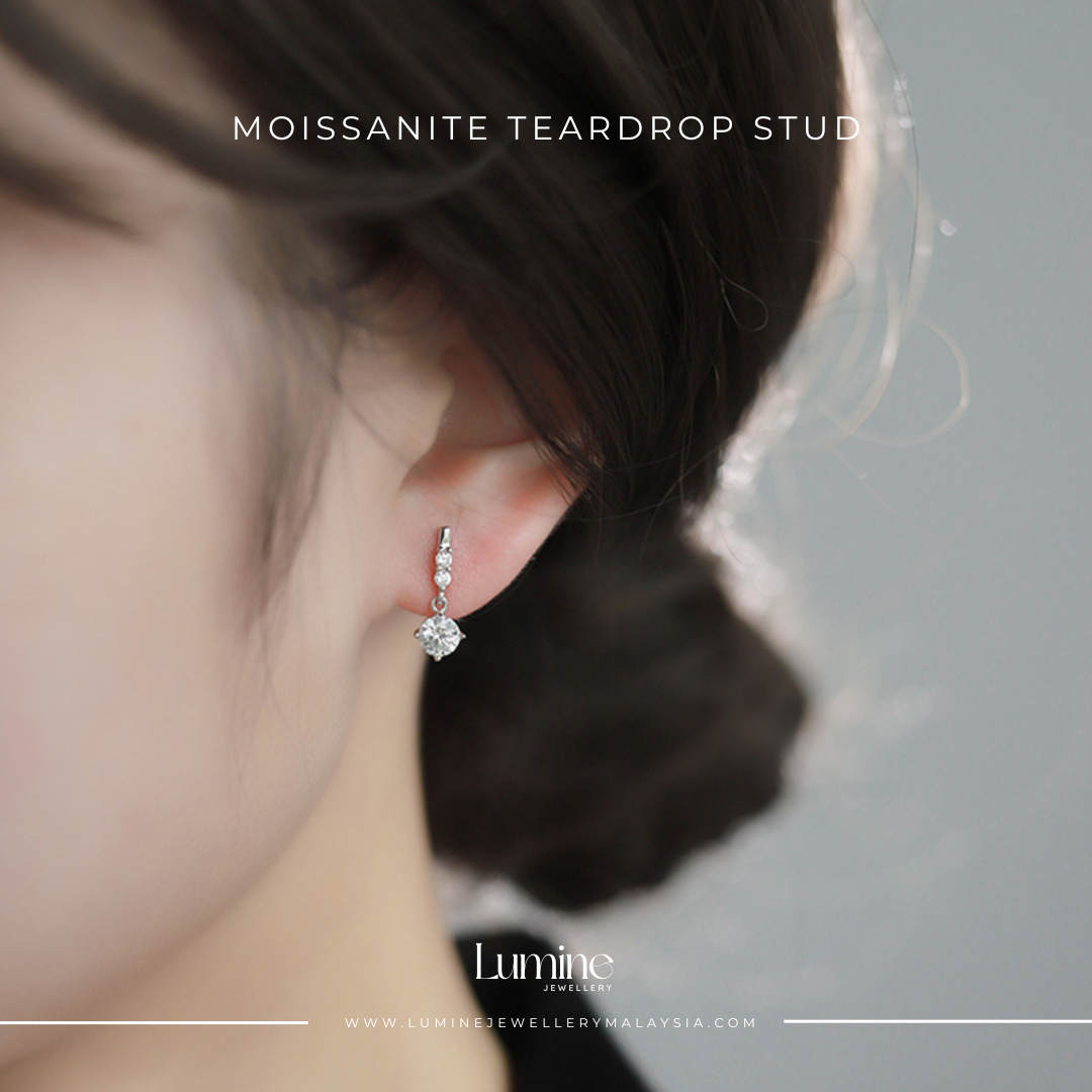 Moissanite Teardrop Stud