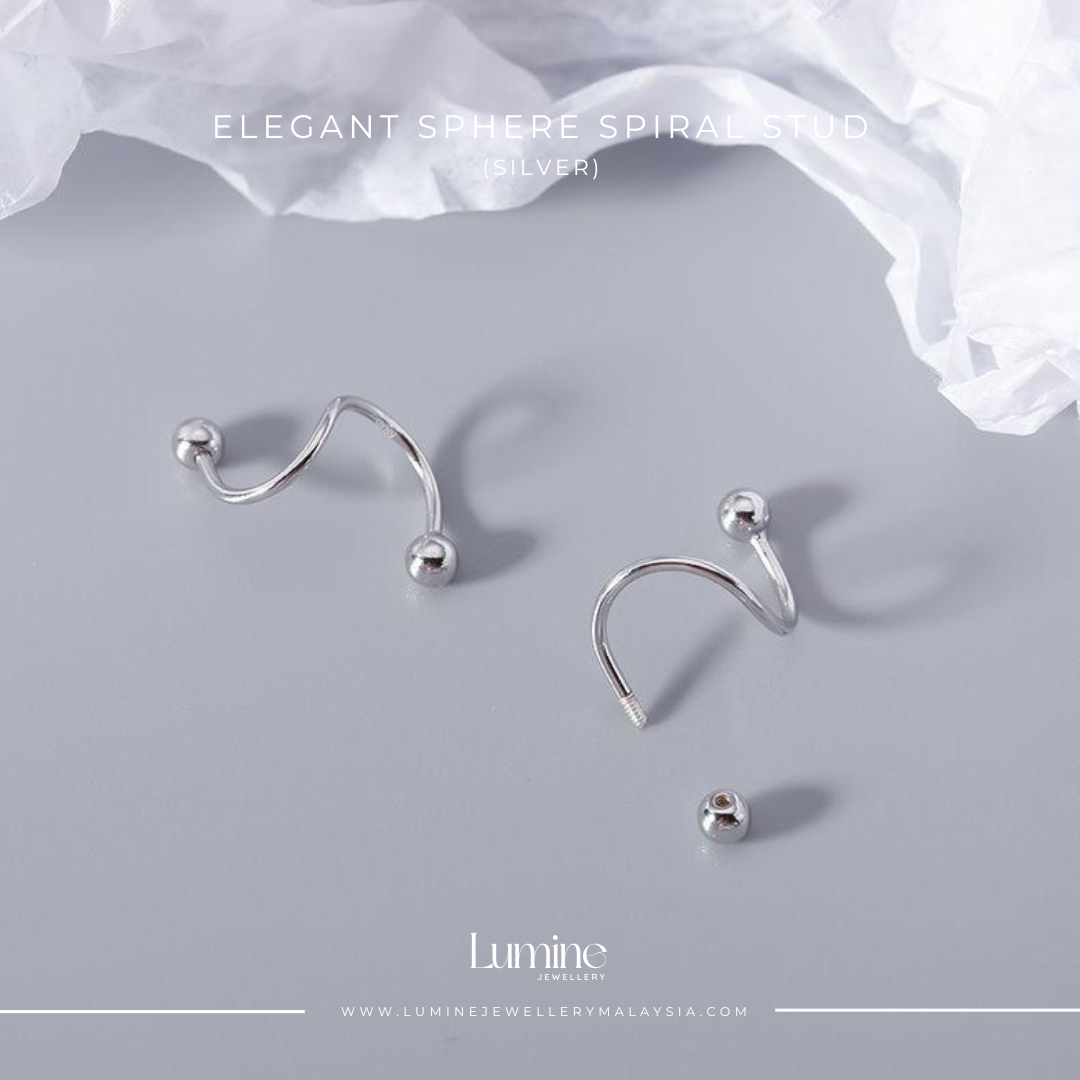 Elegant Sphere Spiral Stud