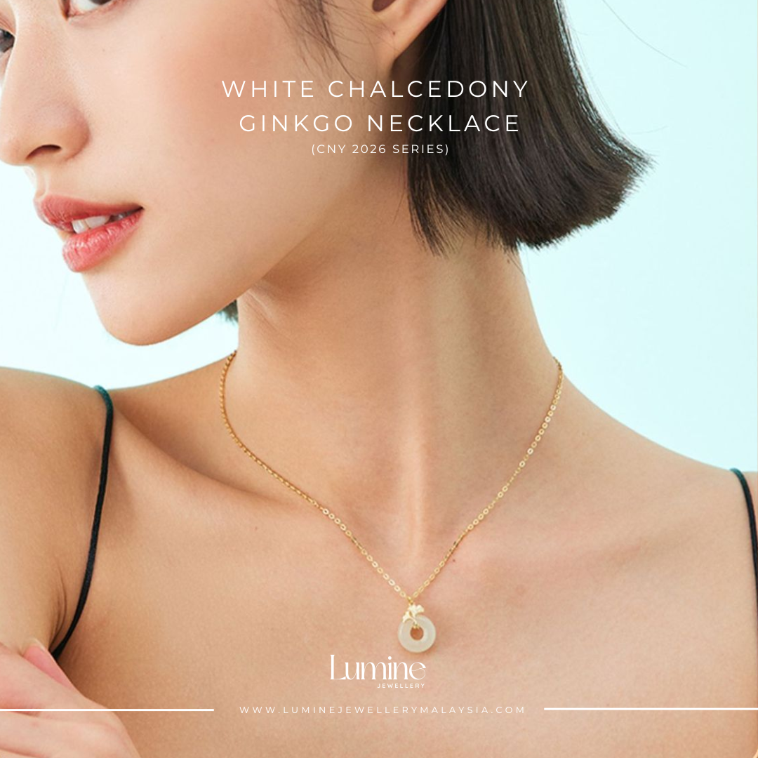 White Chalcedony Ginkgo Necklace 白玉髓三生有杏