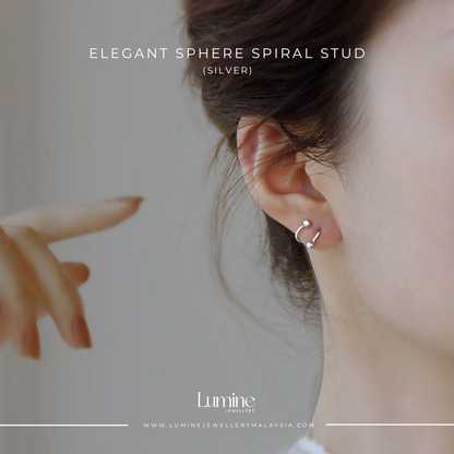 Elegant Sphere Spiral Stud