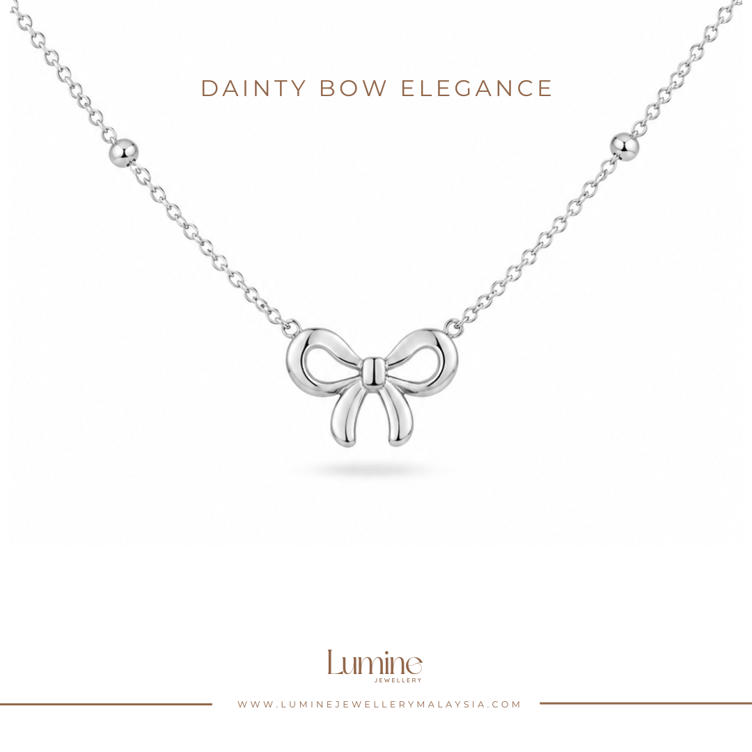 Silver Dainty Bow Elegance Necklace