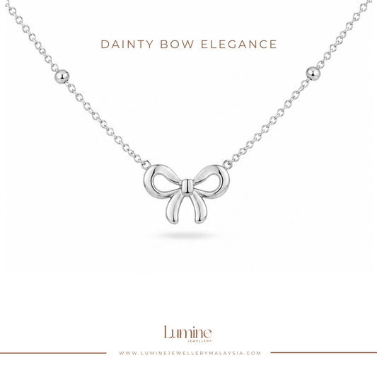 Silver Dainty Bow Elegance Necklace