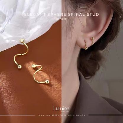 Elegant Sphere Spiral Stud