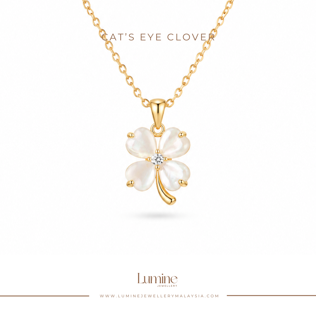 Cat's Eye Clover Necklace