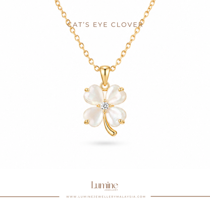 Cat's Eye Clover Necklace