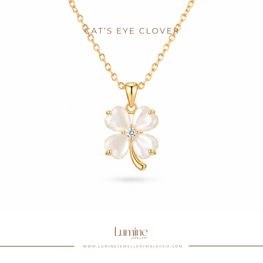 Cat's Eye Clover Necklace